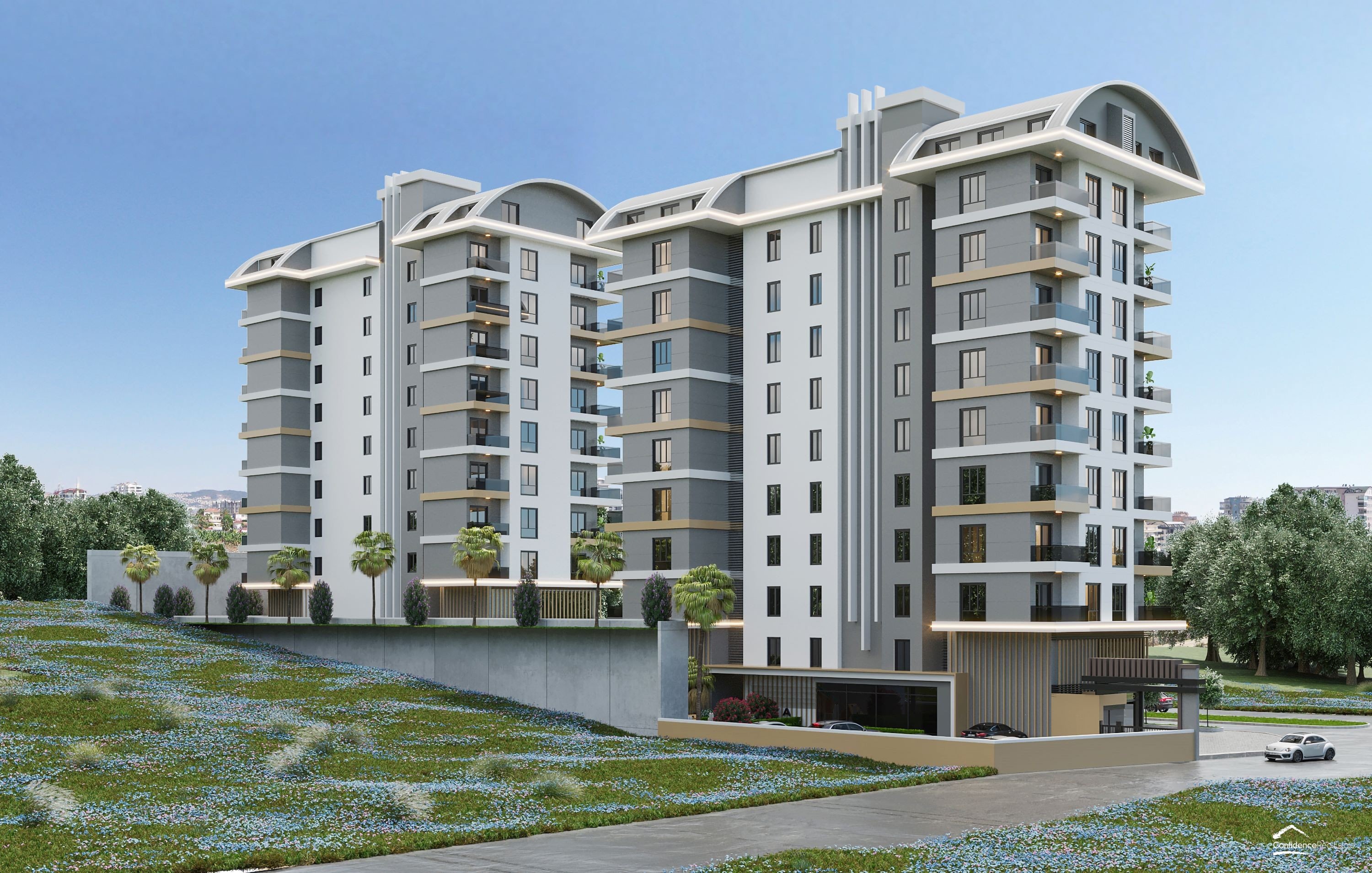 A complex of premium apartments under construction in the popular suburb of Alanya - Mahmutlar