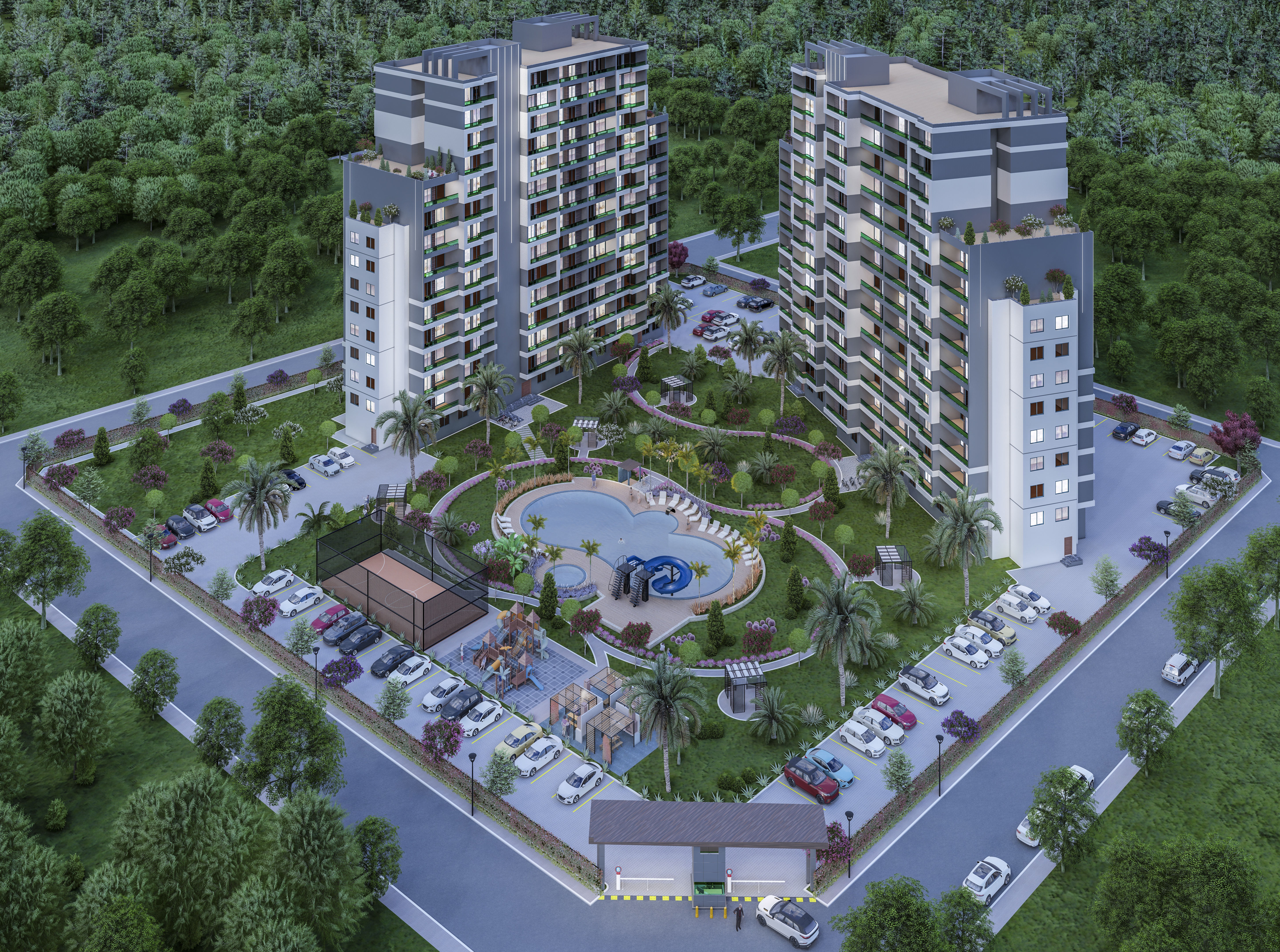 Apartments in a modern complex under construction in the popular area of ​​Mersin Mezitli
