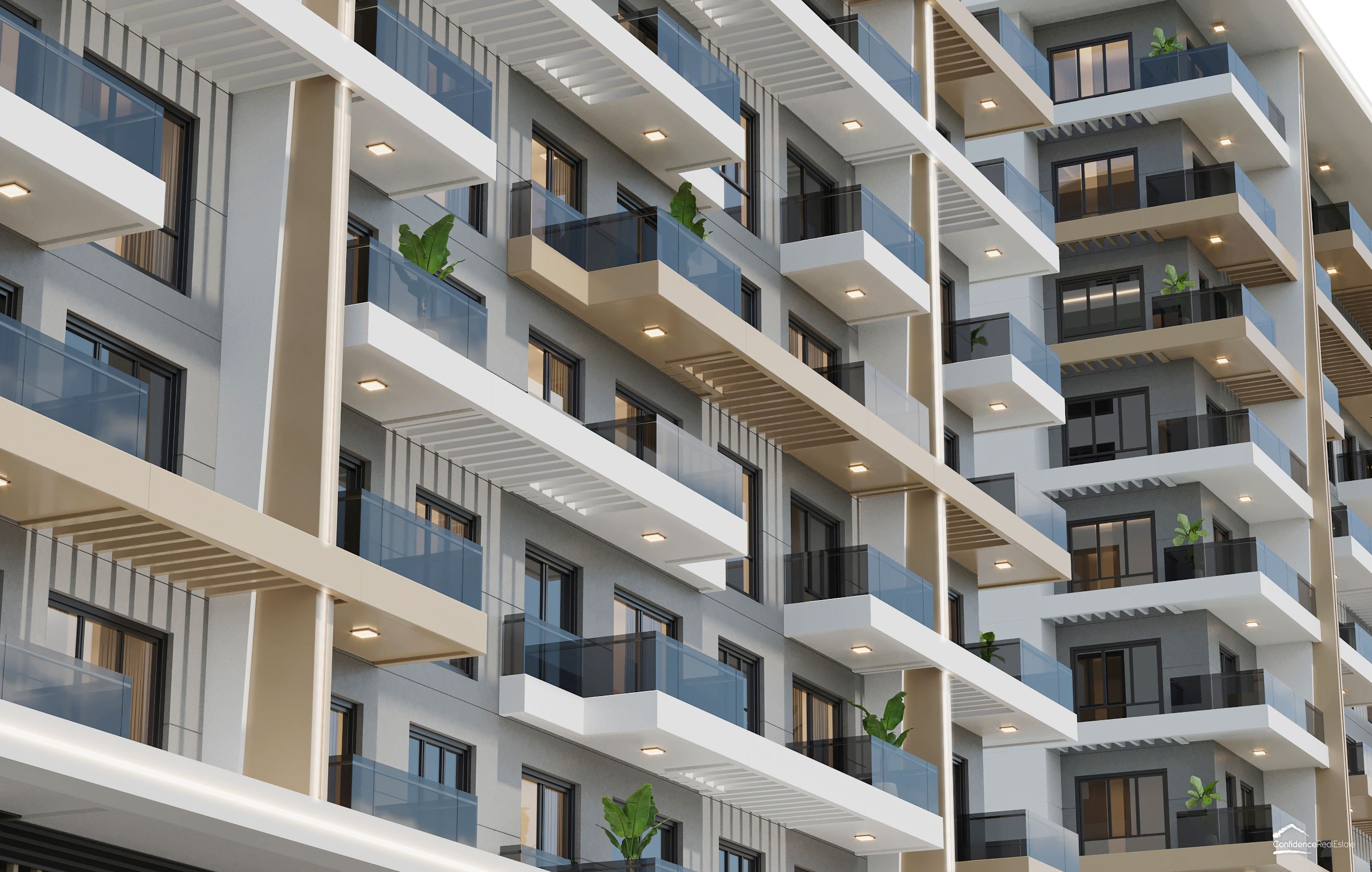 Alanya'nın popüler banliyösü Mahmutlar'da yapım aşamasında olan premium apartman kompleksi