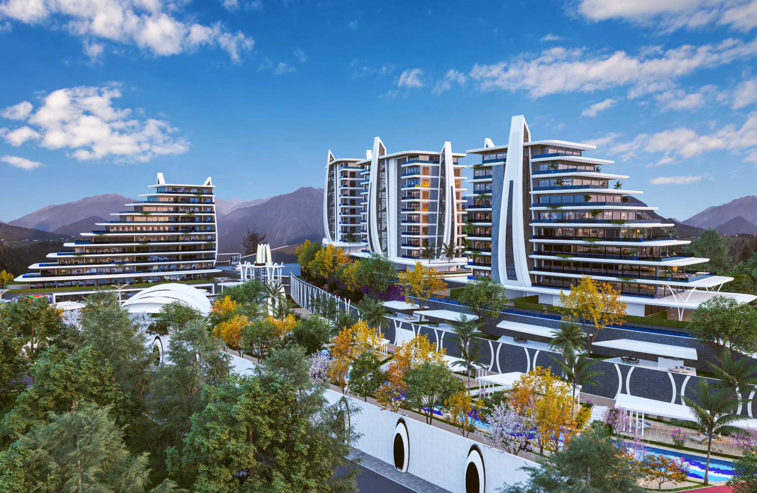 Türk Vatandaşlığı Programı için tasarlanmış ultra modern premium sınıf kompleksinde daireler