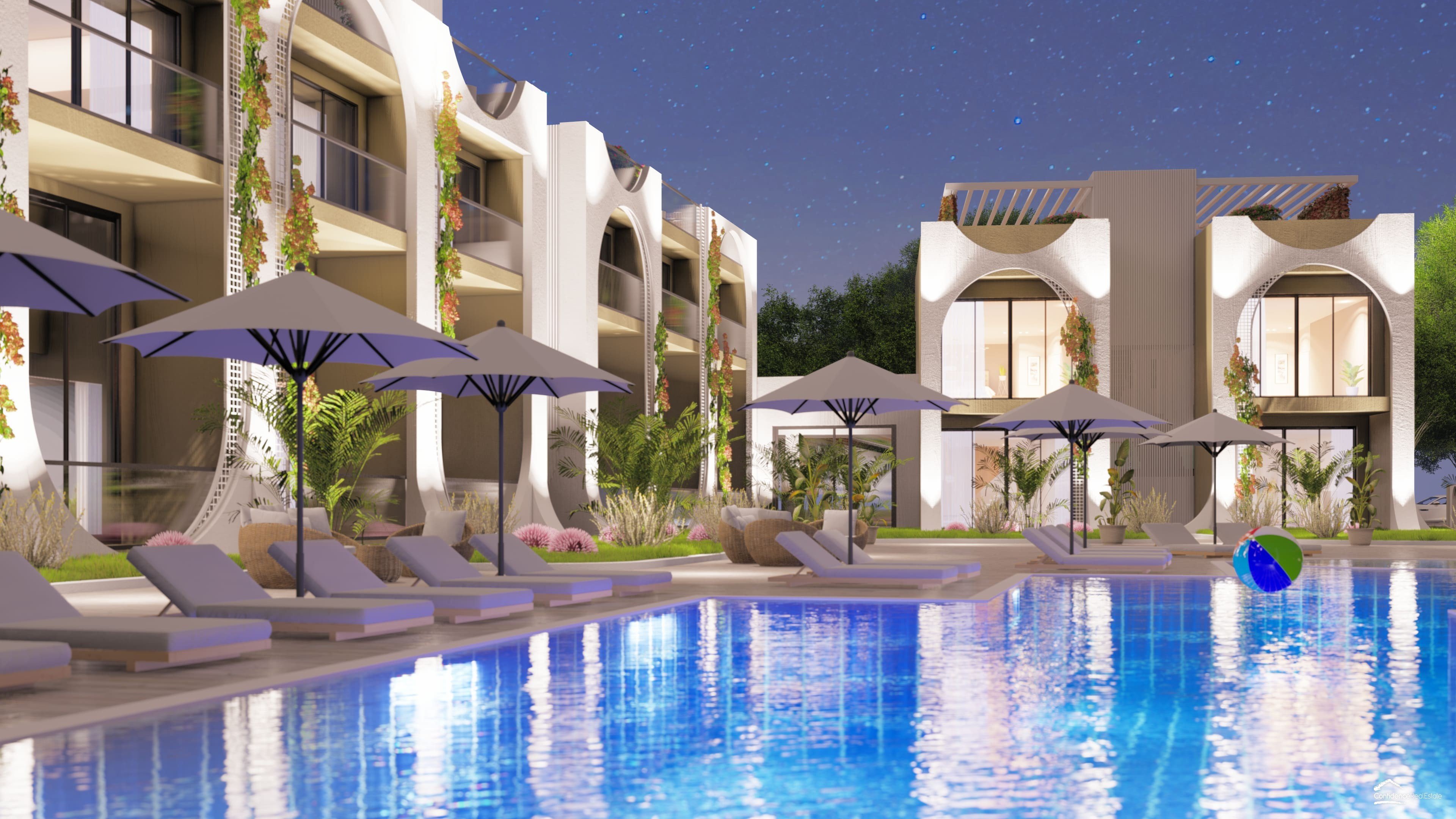 The project of residential apartments with sea and mountain views in Northern Cyprus, Esentepe