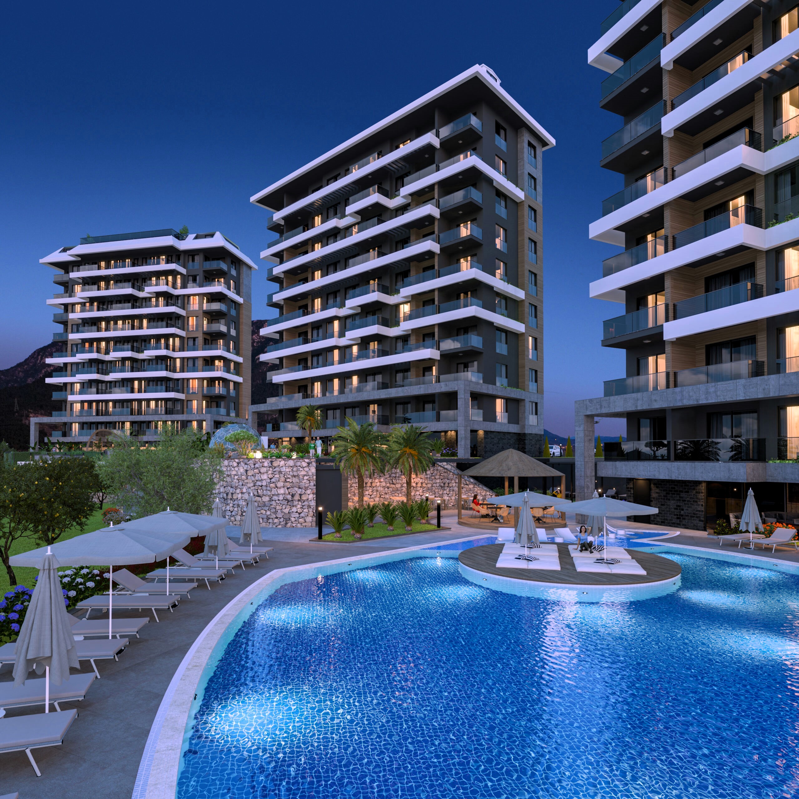 Residential complex under construction in Kestel - a popular area of Alanya with wonderful views of the sea and mountains